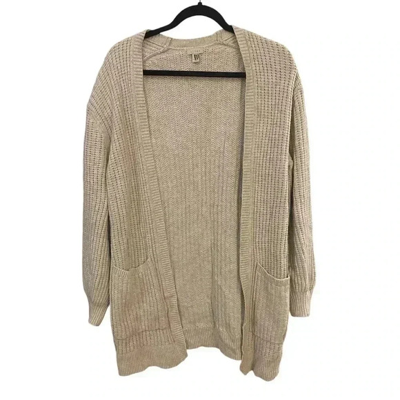 Hinge chunky knit open cardigan longer length small oatmeal - Picture 1 of 8